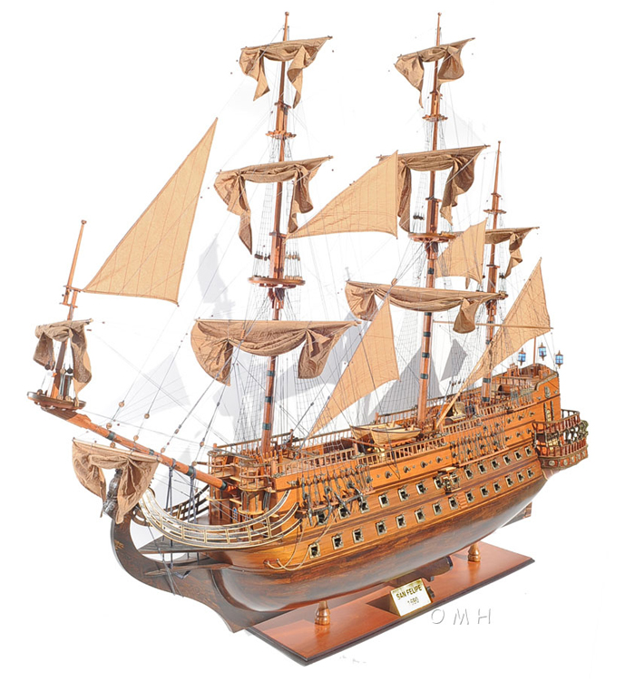 San Felipe 88" Wooden Tall Ship Model Spanish Galleon